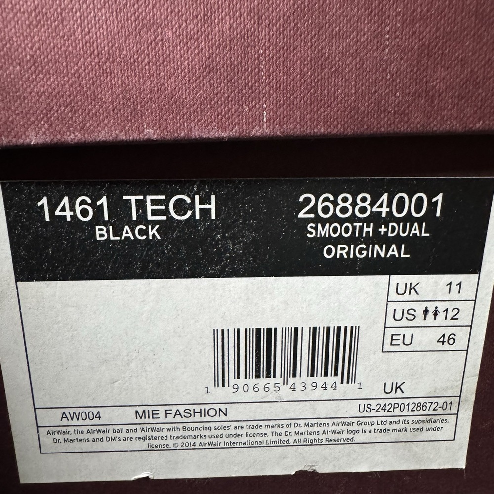DR MARTENS Made In England Tech 1461 leather Oxford shoes Black UK 11 US 12 - Picture 10 of 10
